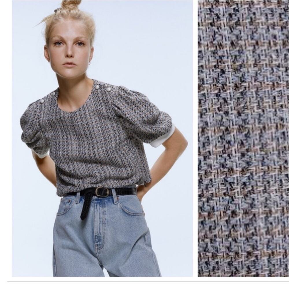 Zara Gray Textured Blouse